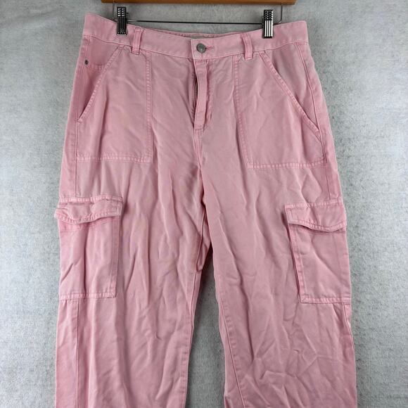 Guess Bowie Cargo Chino Jogger Pant Women 29 Pink Pockets Zipper Leg Tencel Soft - Picture 5 of 16